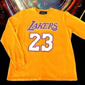 Lakers golden yellow #23 James Lebron Long sleeve shirt